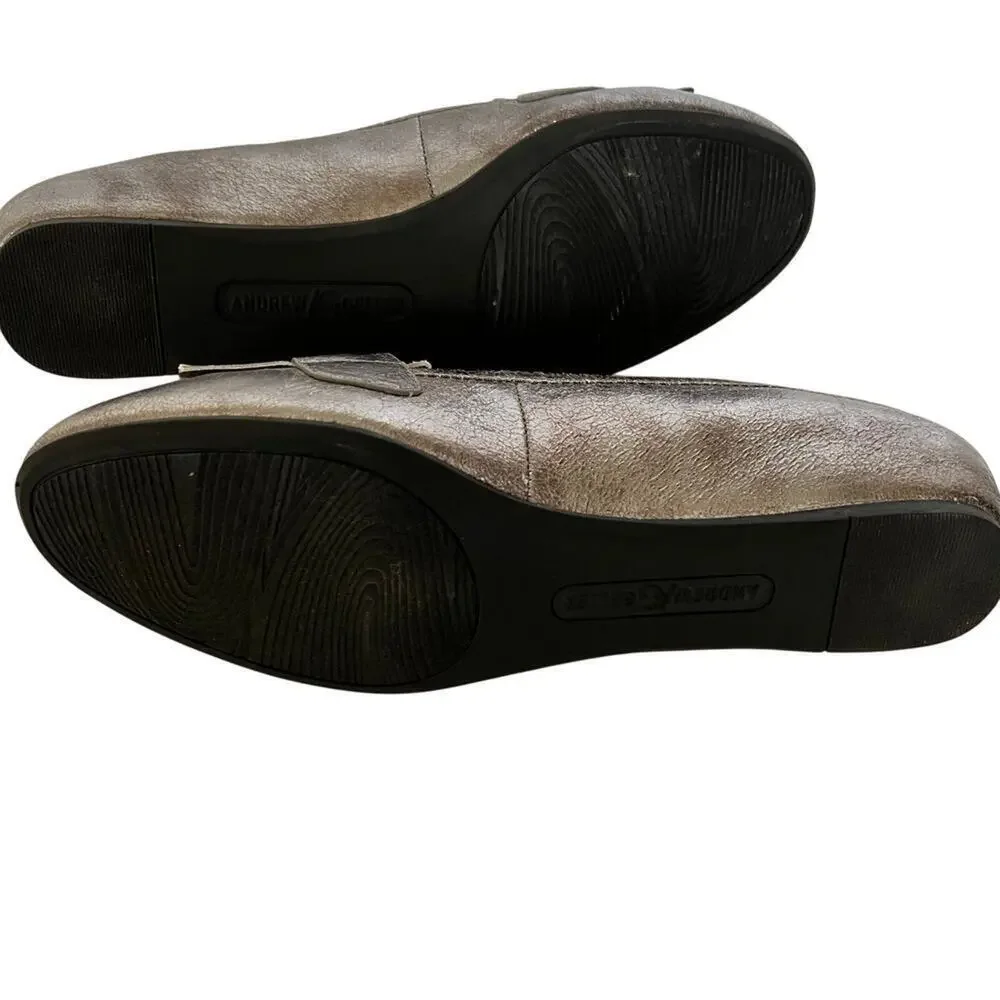 New-ANDREW GELLER Posy women's loafers size 6M, silver